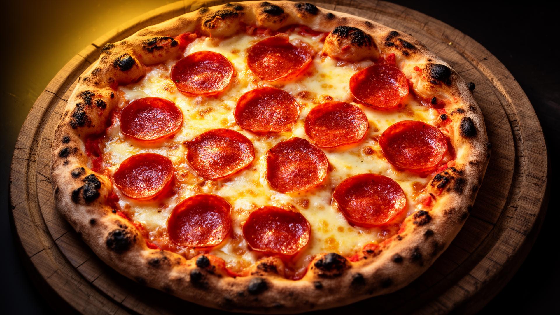 Stone-baked pepperoni pizza